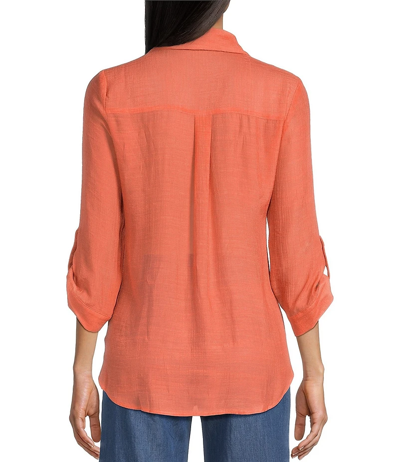 I.N. San Francisco Woven Button Front 3/4 Sleeve Shirt