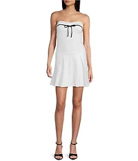 I.N. San Francisco Woven Strapless Front Tie Drop Waist Mini Dress