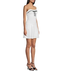 I.N. San Francisco Woven Strapless Front Tie Drop Waist Mini Dress