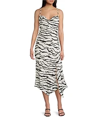 I.N. San Francisco Zebra Print Drape Neck Slip Dress