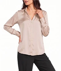 I.N.. San Francisco Collard Button Front Long Sleeve Shirt