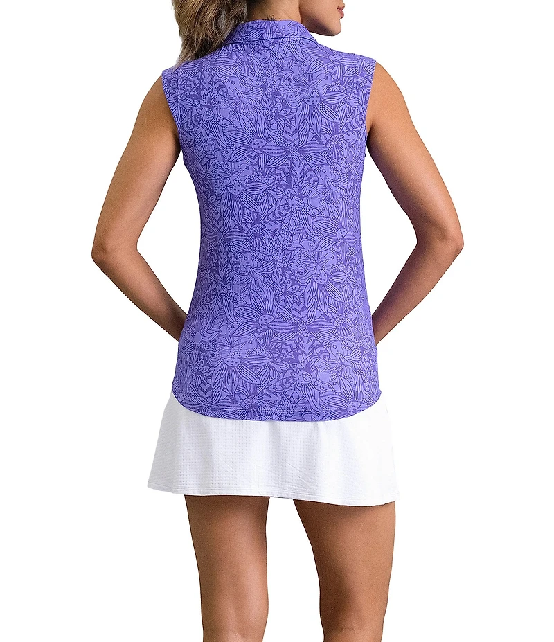 IBKUL Annie Printed Collared Sleeveless Polo Top