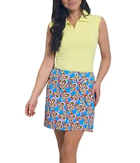 IBKUL Arya Patterned Faux Wrap Stretch Knit Mini Skort