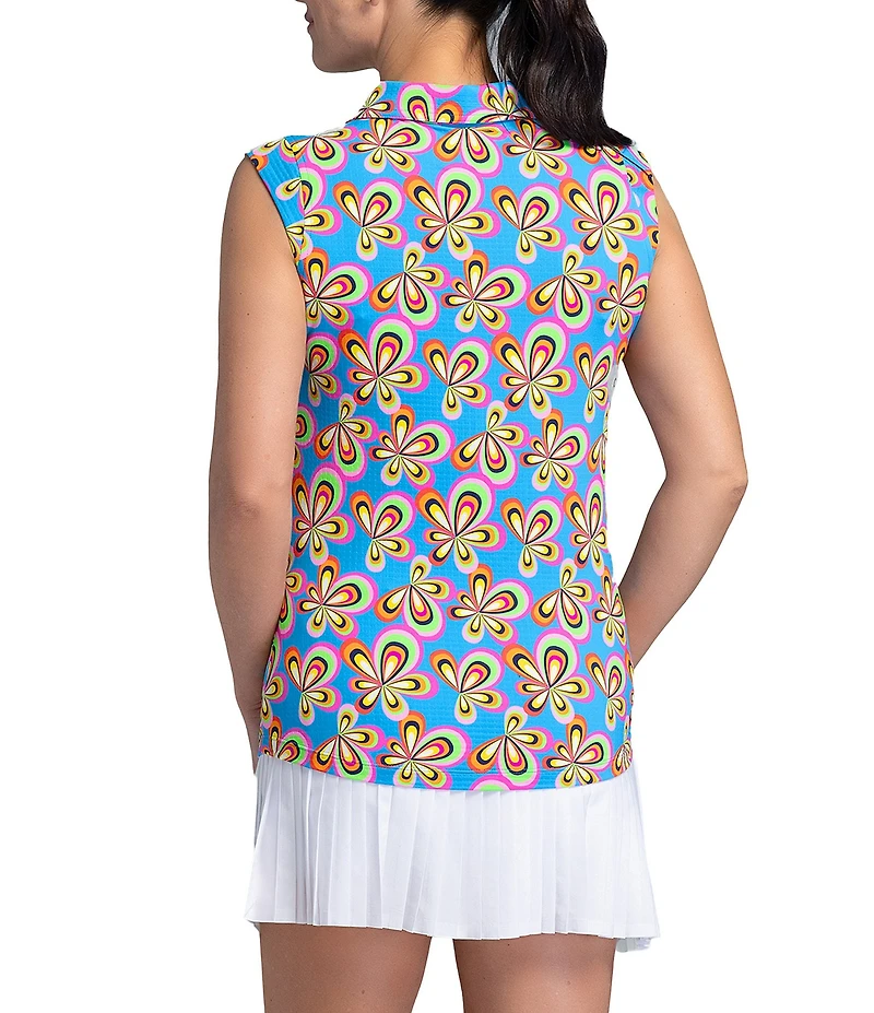 IBKUL Arya Printed Collared Sleeveless Polo