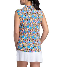 IBKUL Arya Printed Collared Sleeveless Polo