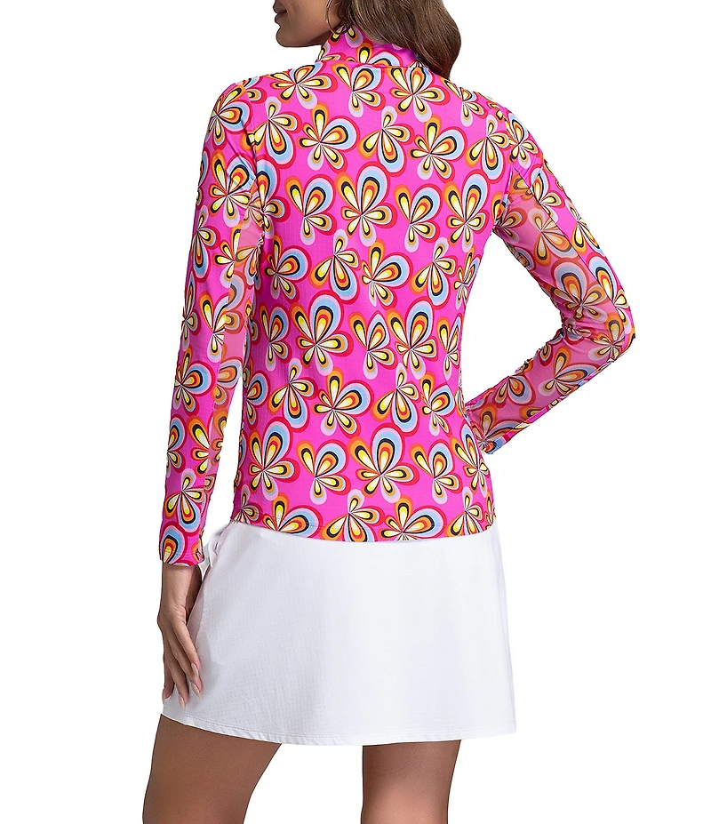 IBKUL Arya Printed Mock Neck Long Sleeve Knit Top