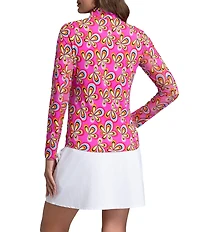 IBKUL Arya Printed Mock Neck Long Sleeve Knit Top