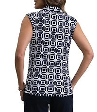 IBKUL Carolyn Printed Collared Sleeveless Polo Top