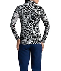 IBKUL Cecilia Animal Print Long Sleeve Mock Neck Top