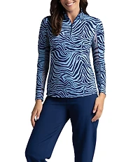 IBKUL Cecilia Animal Print Long Sleeve Mock Neck Top