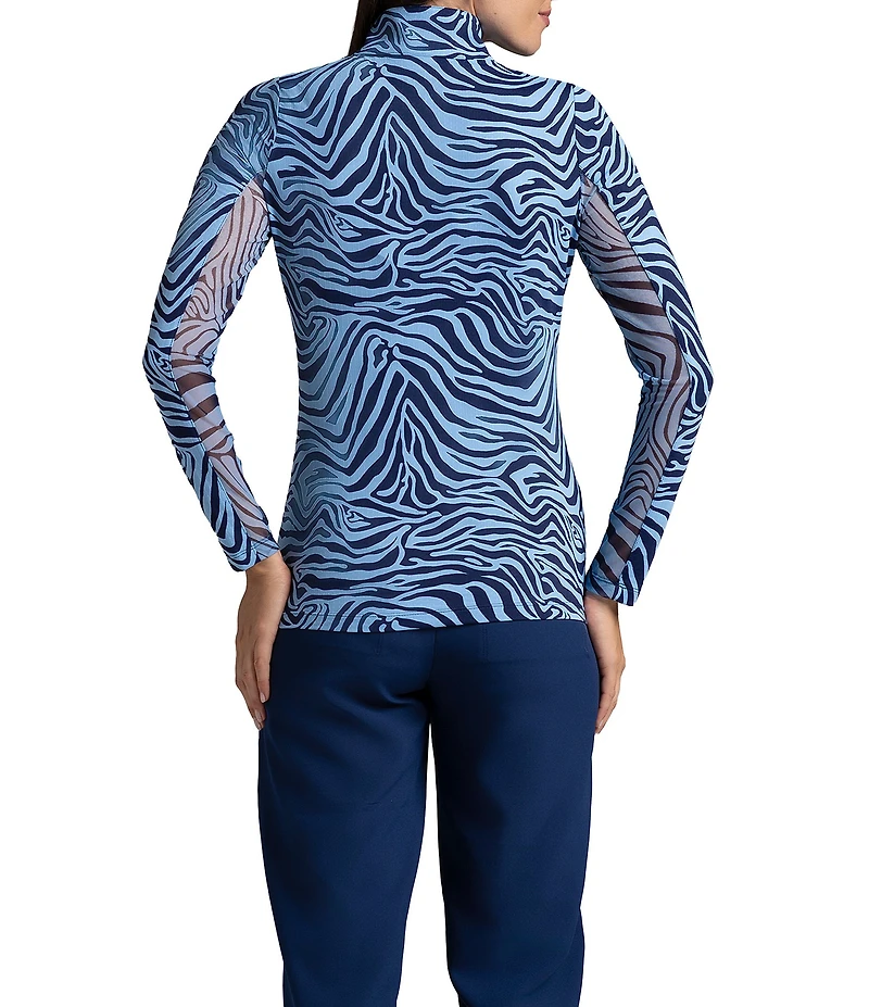 IBKUL Cecilia Animal Print Long Sleeve Mock Neck Top