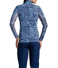 IBKUL Cecilia Animal Print Long Sleeve Mock Neck Top