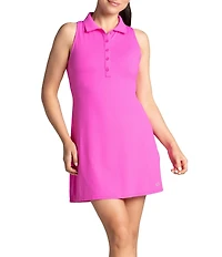 IBKUL Collared Neck Sleeveless Polo Tennis Dress