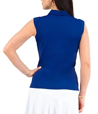 IBKUL Essential Solid Sleeveless Point Collar Polo Top