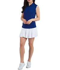 IBKUL Essential Solid Sleeveless Point Collar Polo Top