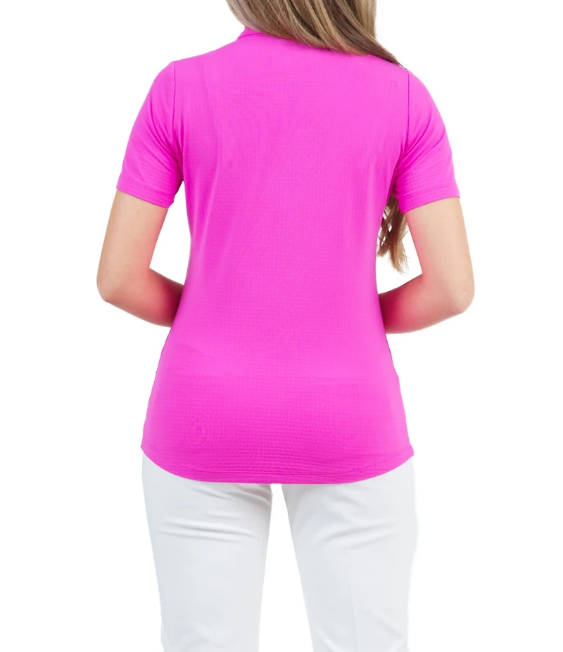 IBKUL Essential Solids Short Sleeve Quarter Zip Top