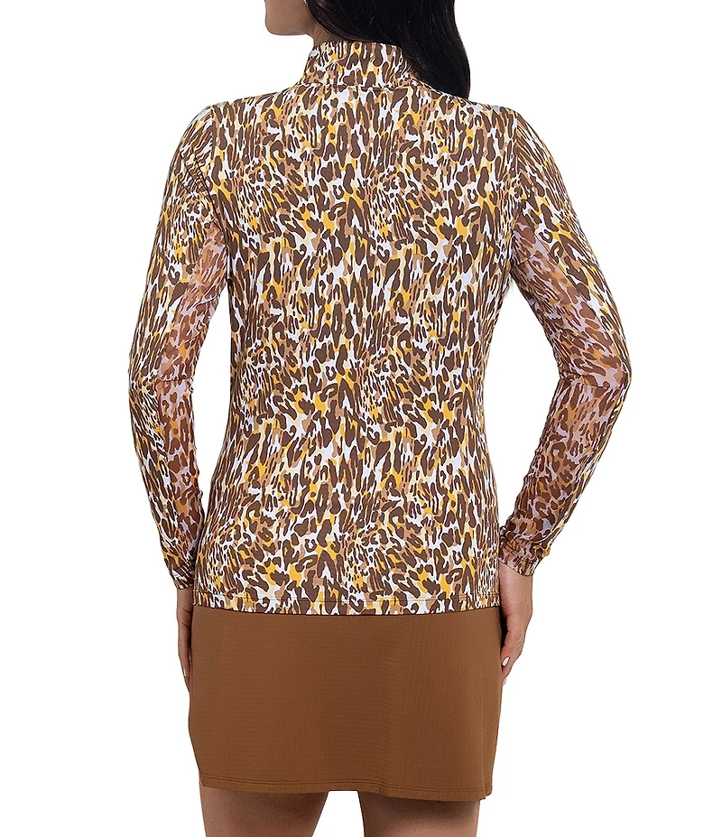 IBKUL Karen Long Sleeve Quarter Zip Mock Neck Top