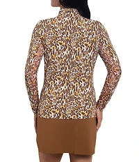 IBKUL Karen Long Sleeve Quarter Zip Mock Neck Top