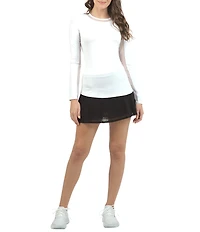 IBKUL Long Sleeve Mesh Inlay Crew Neck Top