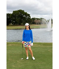 IBKUL Long Sleeve Mesh Inlay Crew Neck Top