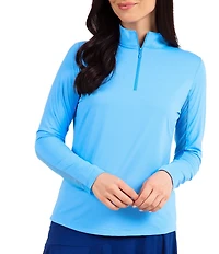 IBKUL Quarter Zip Mock Neck Long Sleeve Top