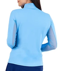 IBKUL Quarter Zip Mock Neck Long Sleeve Top