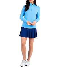 IBKUL Quarter Zip Mock Neck Long Sleeve Top