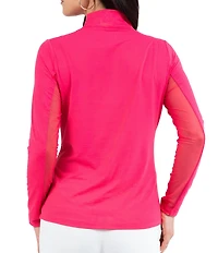 IBKUL Quarter Zip Mock Neck Long Sleeve Top