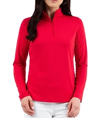IBKUL Quarter Zip Mock Neck Long Sleeve Top