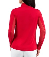 IBKUL Quarter Zip Mock Neck Long Sleeve Top