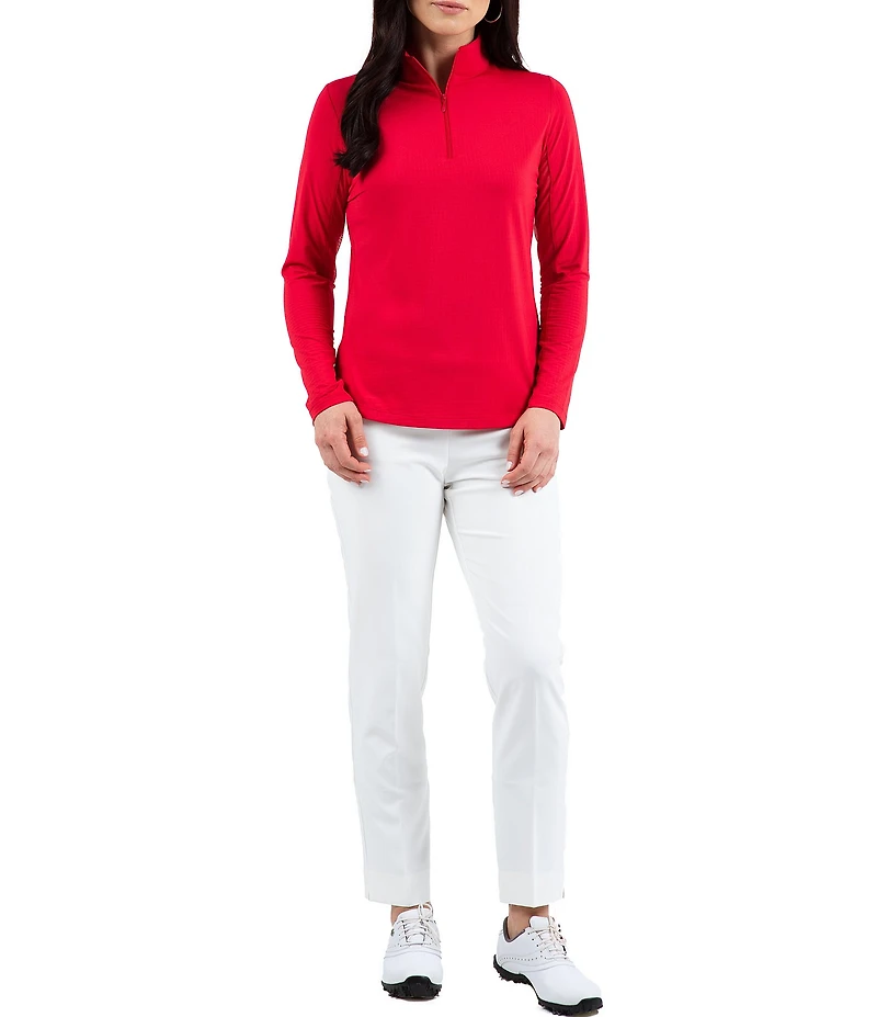IBKUL Quarter Zip Mock Neck Long Sleeve Top