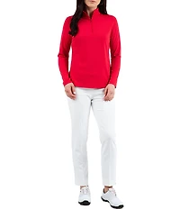 IBKUL Quarter Zip Mock Neck Long Sleeve Top