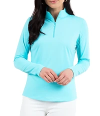 IBKUL Quarter Zip Mock Neck Long Sleeve Top