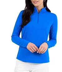 IBKUL Quarter Zip Mock Neck Long Sleeve Top