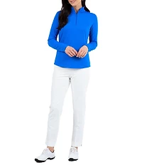 IBKUL Quarter Zip Mock Neck Long Sleeve Top
