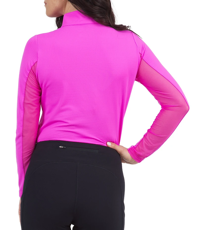 IBKUL Quarter Zip Mock Neck Long Sleeve Top