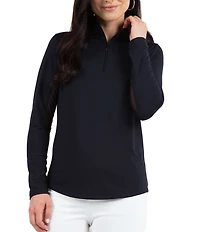 IBKUL Quarter Zip Mock Neck Long Sleeve Top