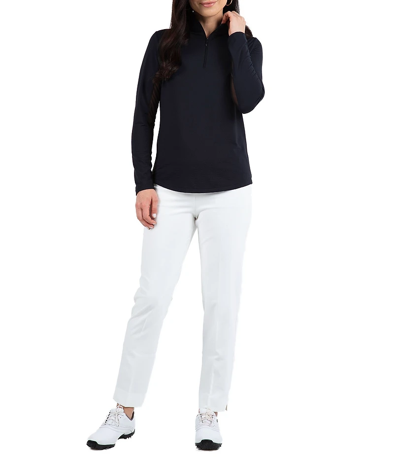 IBKUL Quarter Zip Mock Neck Long Sleeve Top