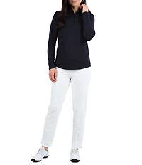 IBKUL Quarter Zip Mock Neck Long Sleeve Top