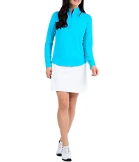 IBKUL Quarter Zip Mock Neck Long Sleeve Top