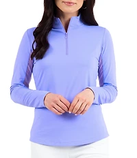 IBKUL Quarter Zip Mock Neck Long Sleeve Top