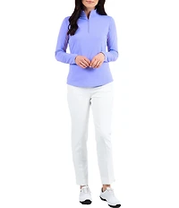 IBKUL Quarter Zip Mock Neck Long Sleeve Top