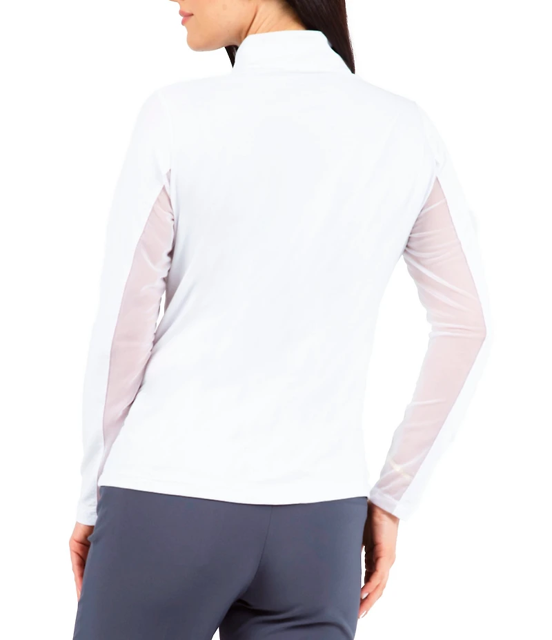 IBKUL Quarter Zip Mock Neck Long Sleeve Top