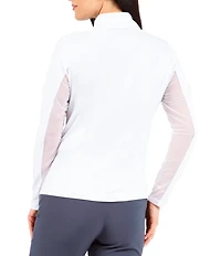 IBKUL Quarter Zip Mock Neck Long Sleeve Top