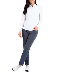 IBKUL Quarter Zip Mock Neck Long Sleeve Top