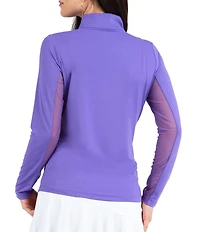 IBKUL Quarter Zip Mock Neck Long Sleeve Top