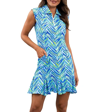 IBKUL Robin Printed Polo Neck Sleeveless Mini Dress