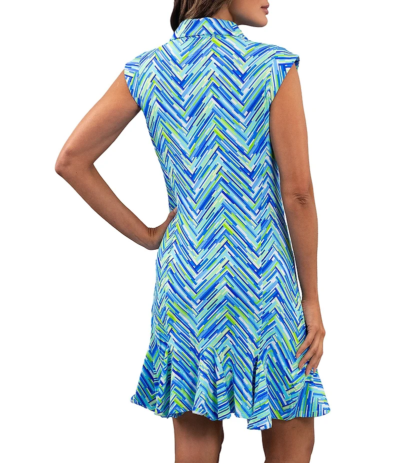 IBKUL Robin Printed Polo Neck Sleeveless Mini Dress