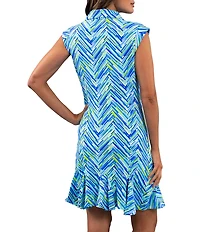 IBKUL Robin Printed Polo Neck Sleeveless Mini Dress