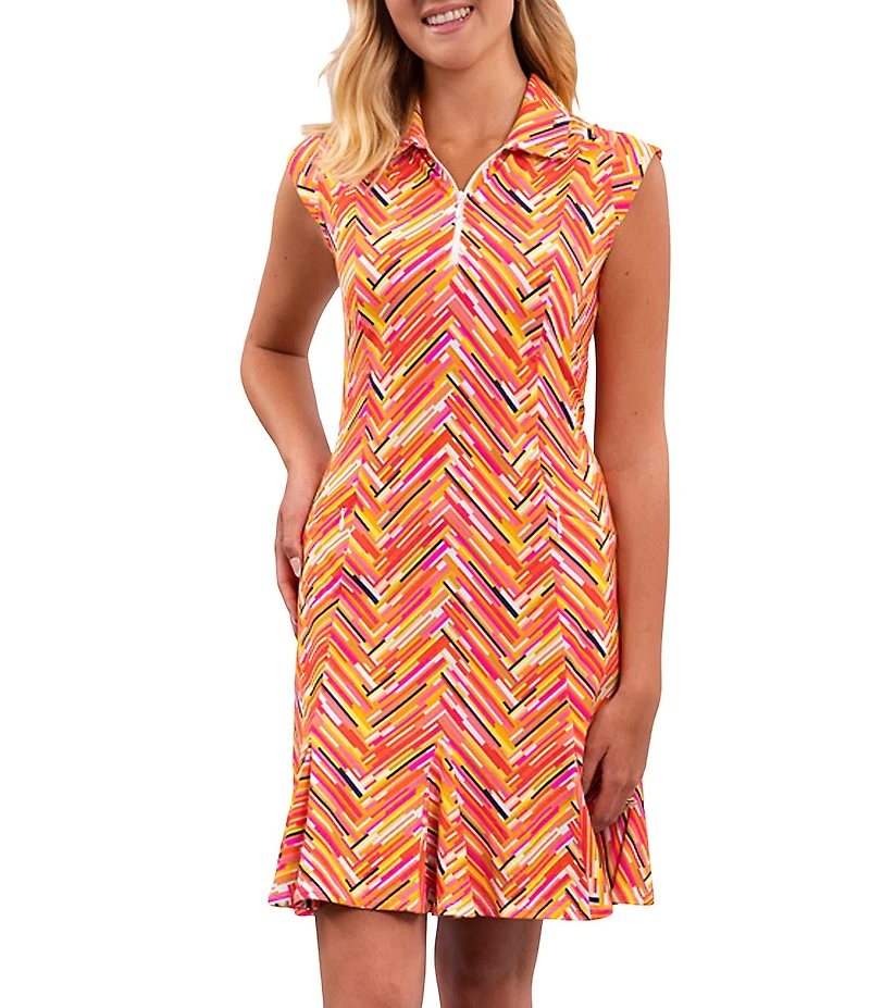 IBKUL Robin Printed Polo Neck Sleeveless Mini Dress